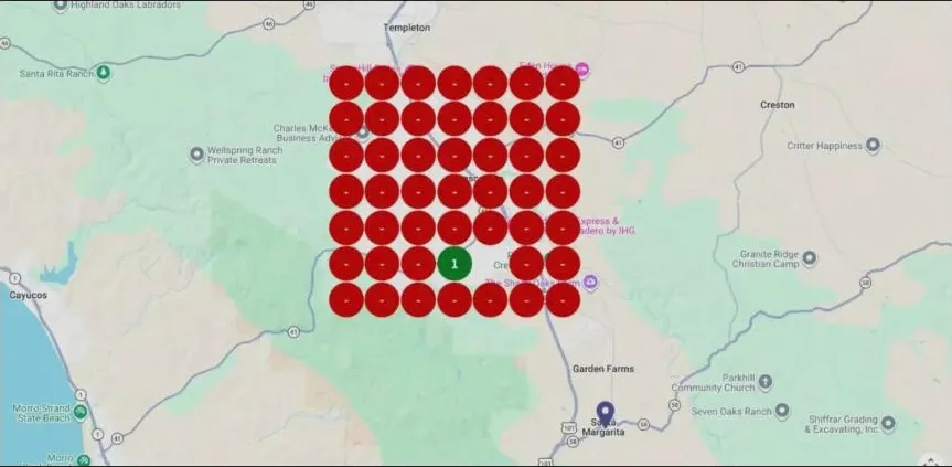 Google Maps ranking grid for pool cleaning in Atascadero before local SEO
