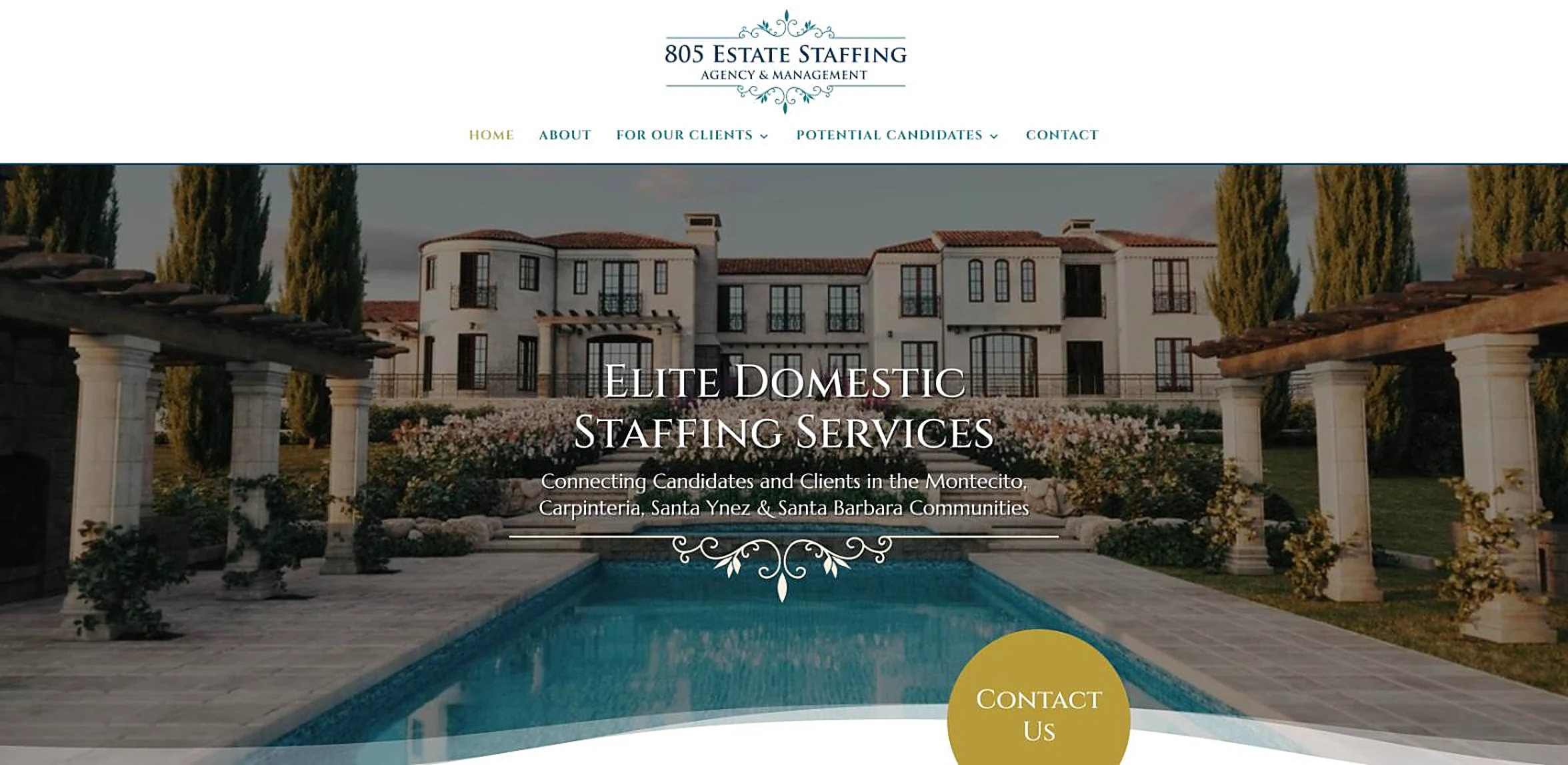 Santa Barbara domestic estate staffing services website homepage