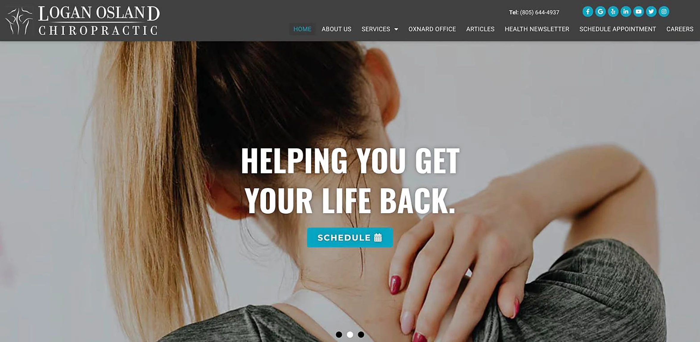 Logan Osland Chiropractic Ventura chiropractor website homepage