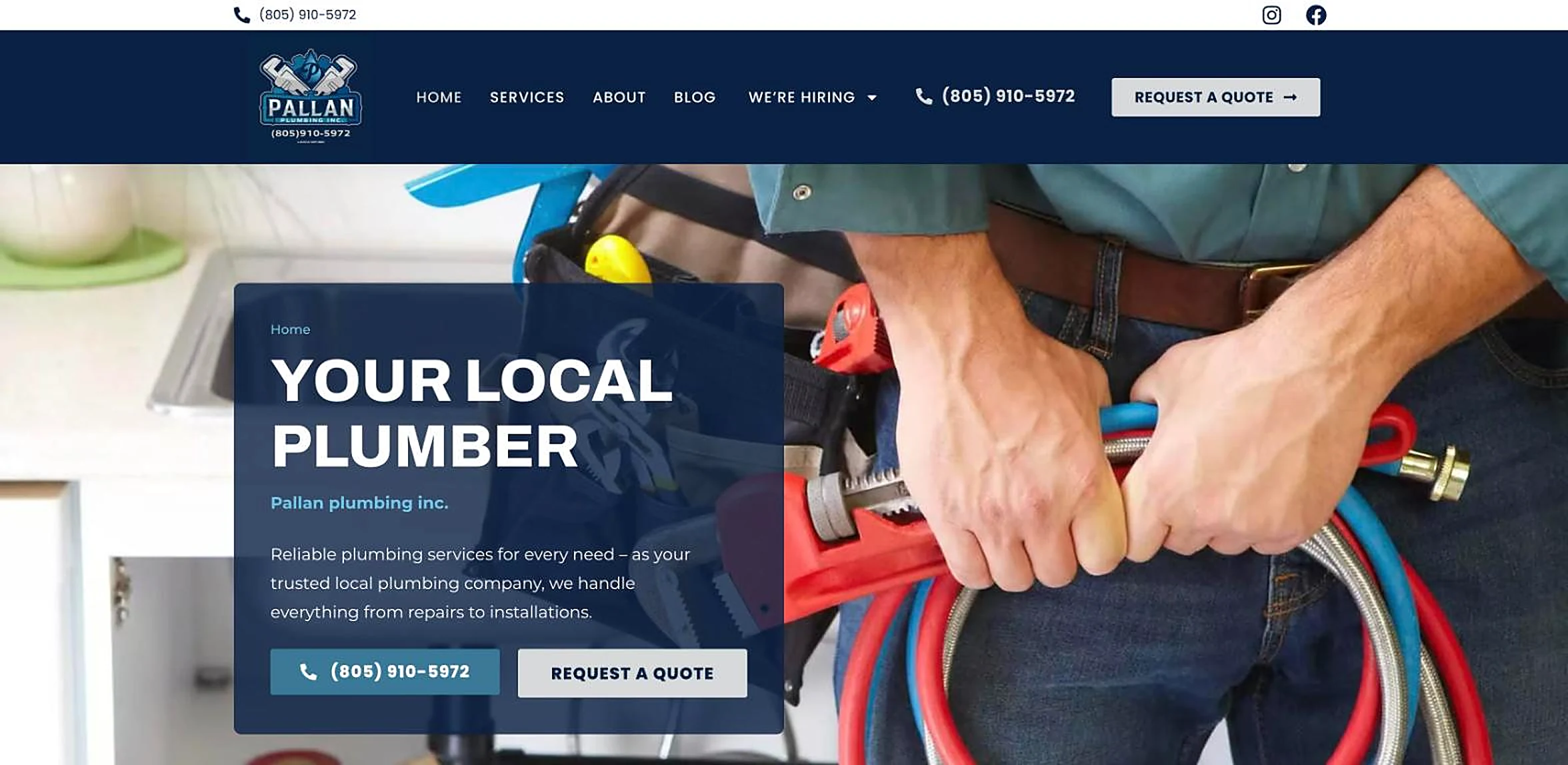 Pallan Plumbing Camarillo plumber website homepage